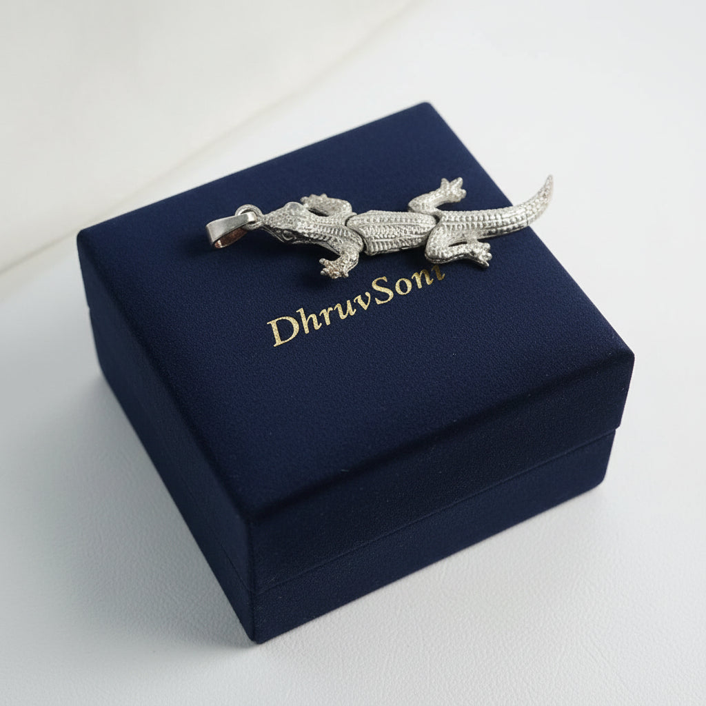 छिपकली पैंडल Lizard Chain Pandate11g18" (in silver)
