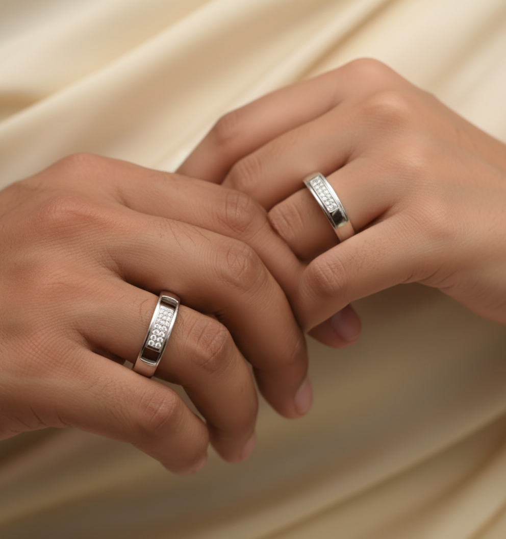 Customized Silver couple ring(Jewellery)