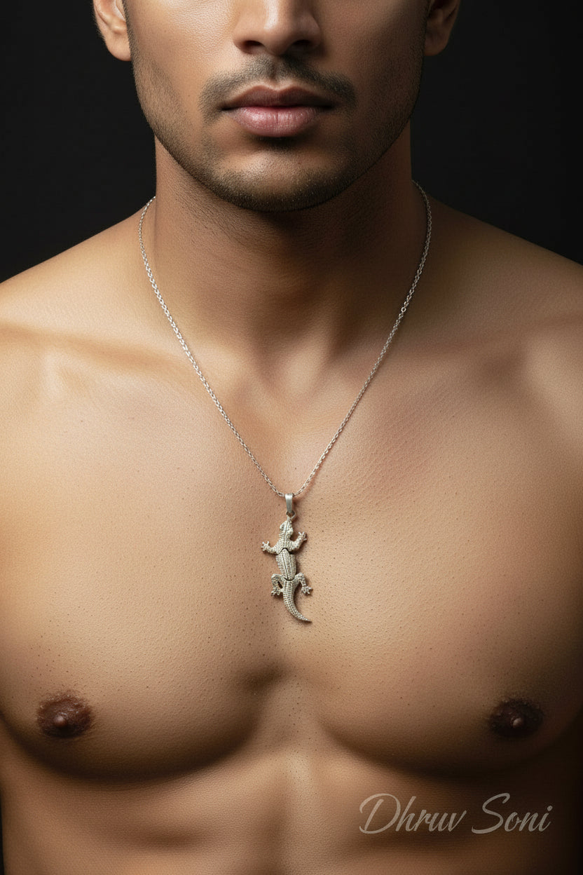 छिपकली पैंडल Lizard Chain Pandate11g18" (in silver)