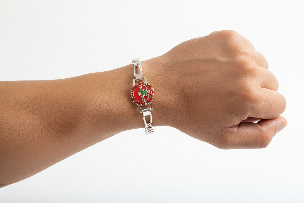 खाटू श्याम ब्रेसलेट Braclet 21.79g8"(in silver)