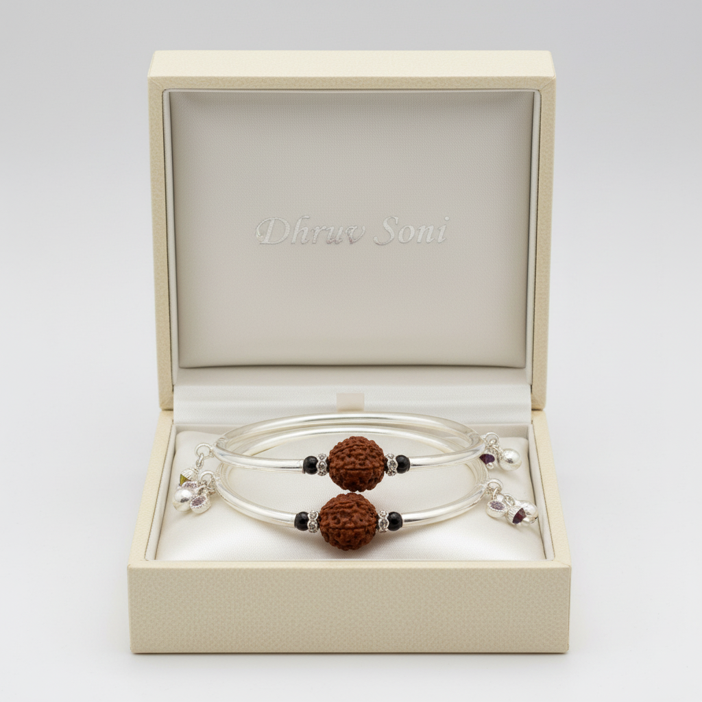 Rudraksh Baby kada(silver)