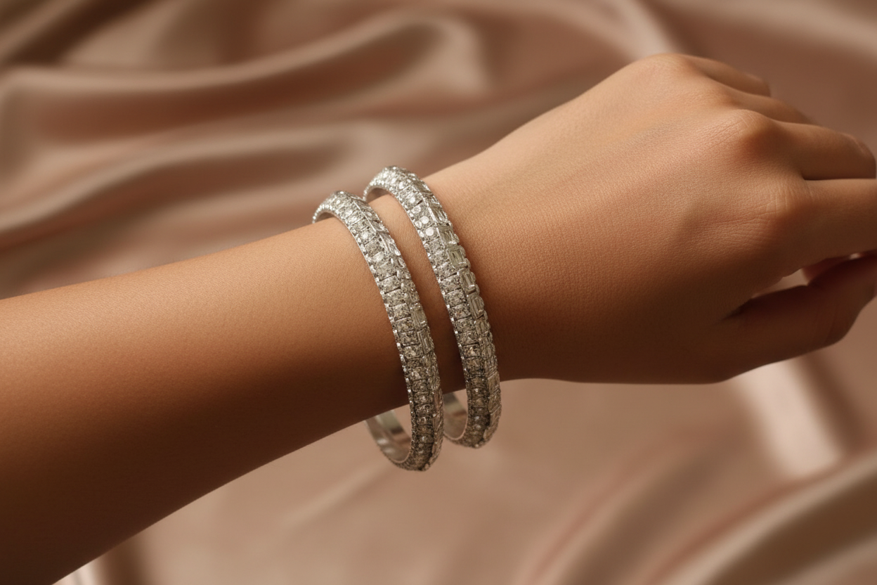 चांदी के कड़े bangle 52.32g2.2"(in silver)