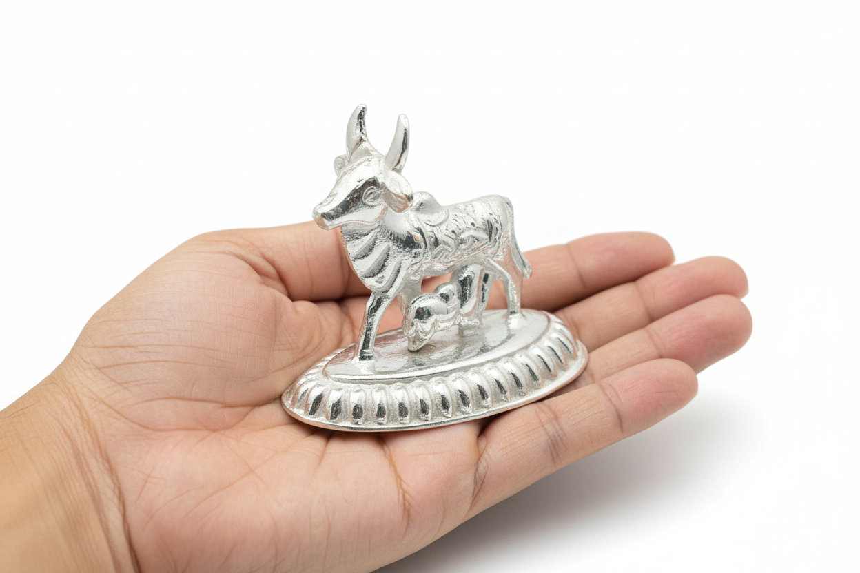 गाय cow 5.84g2.8x3.3cm(in Silver)