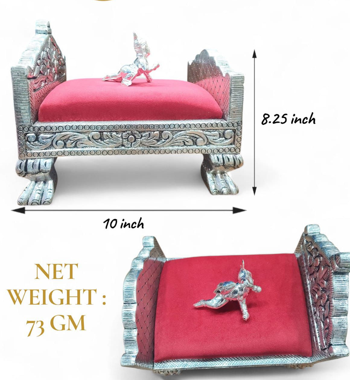 Silver bed for shree Krishna (worship)
