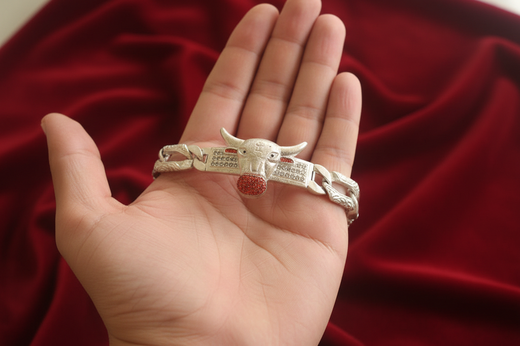 नंदी ब्रेसलेट bull Braclet 68.9g8.5"(in silver)