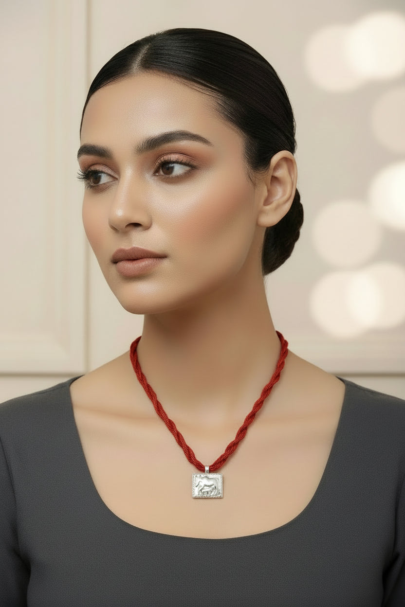 cow with calf pandate in silver