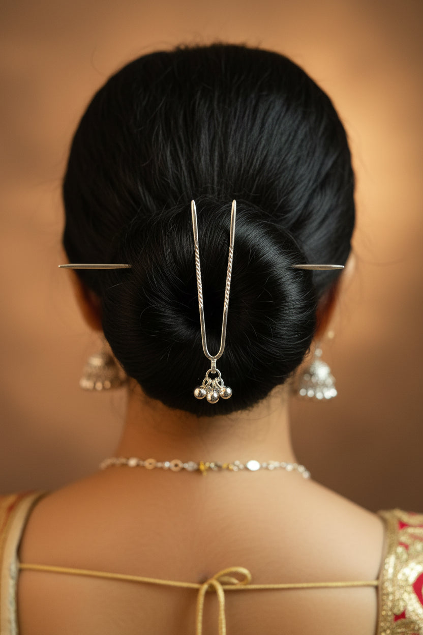 जूडा पिन juda pin 3.24g2.5"(in silver)